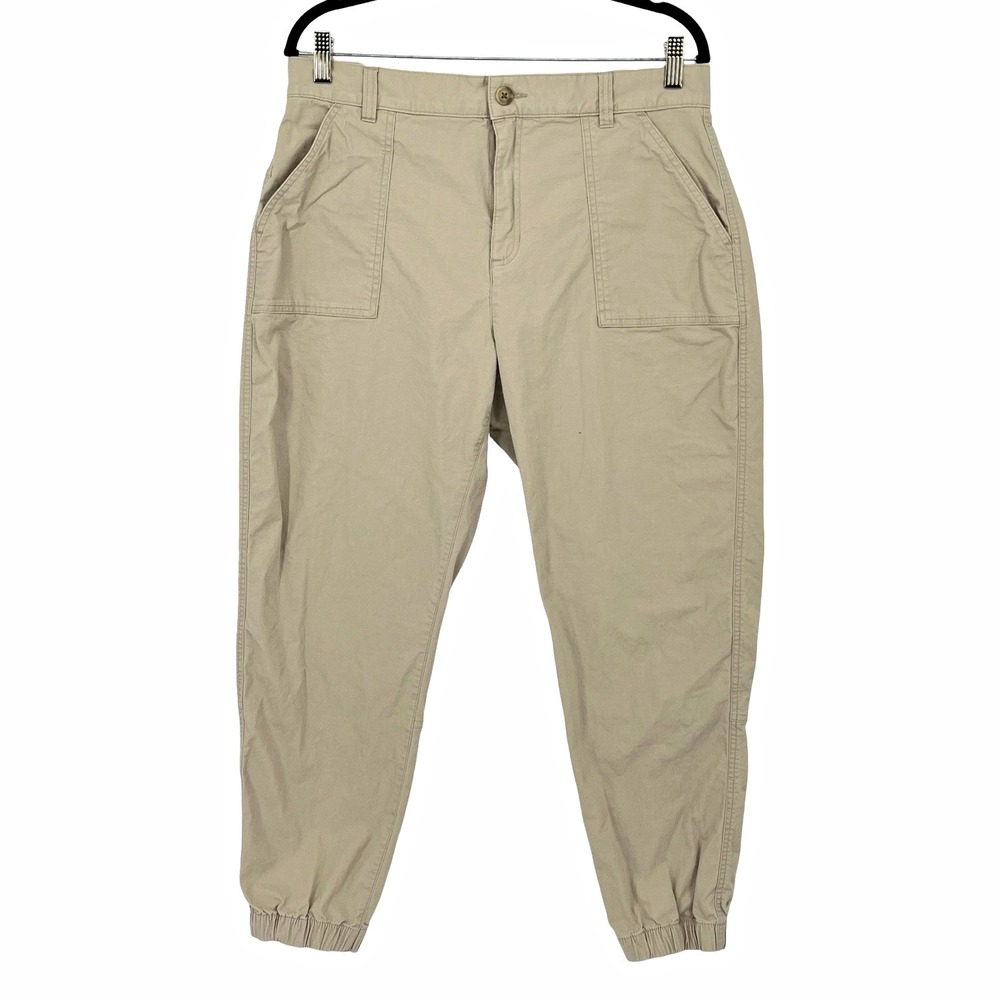 Eddie Bauer Women's 12 Khaki Utility Jogger Pants Tan Cargo Casual Tapered